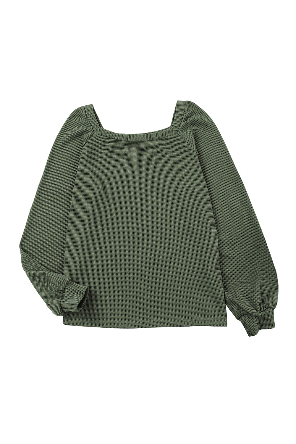 Zelena pletena majica s puf rukavima i okruglim izrezom
