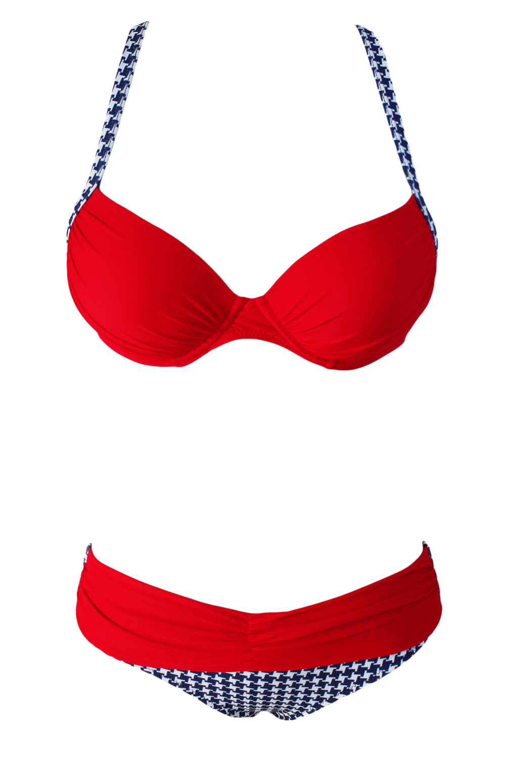 Seksi crveni podstavljeni komplet bikinija na skupljanje