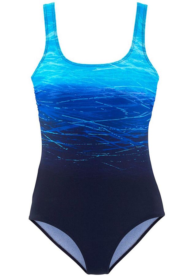 Jednodijelni kupaći kostim s plavim gradijentom s križanim leđima