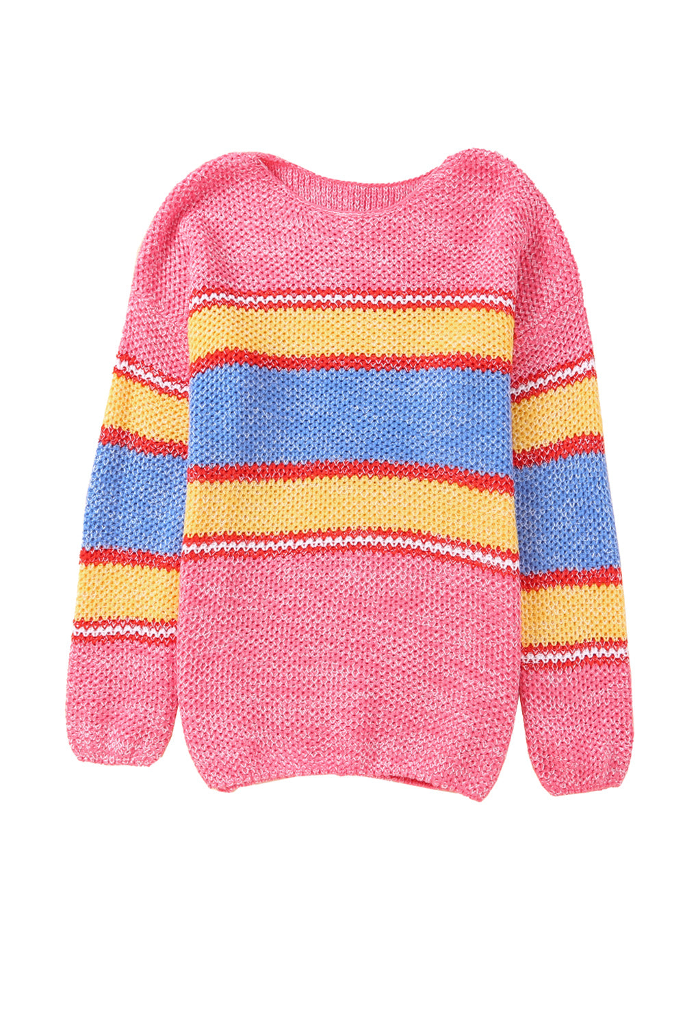Ružičasti veliki pulover s prugama veće veličine