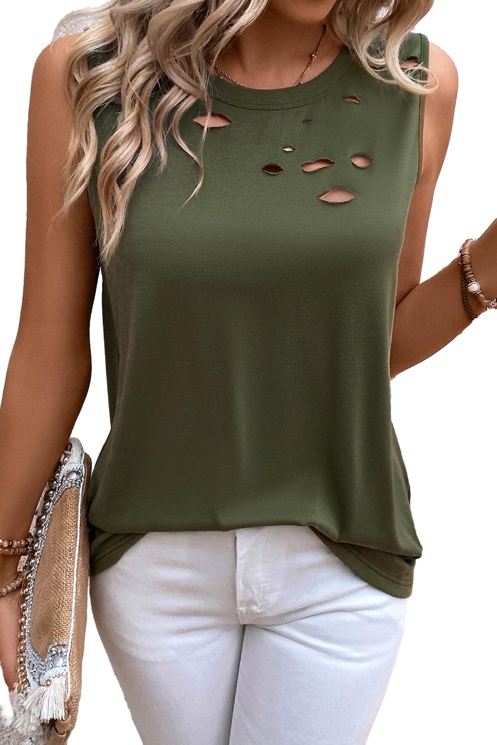 Majica bez rukava s okruglim izrezom u jednobojnoj boji Jungle Green