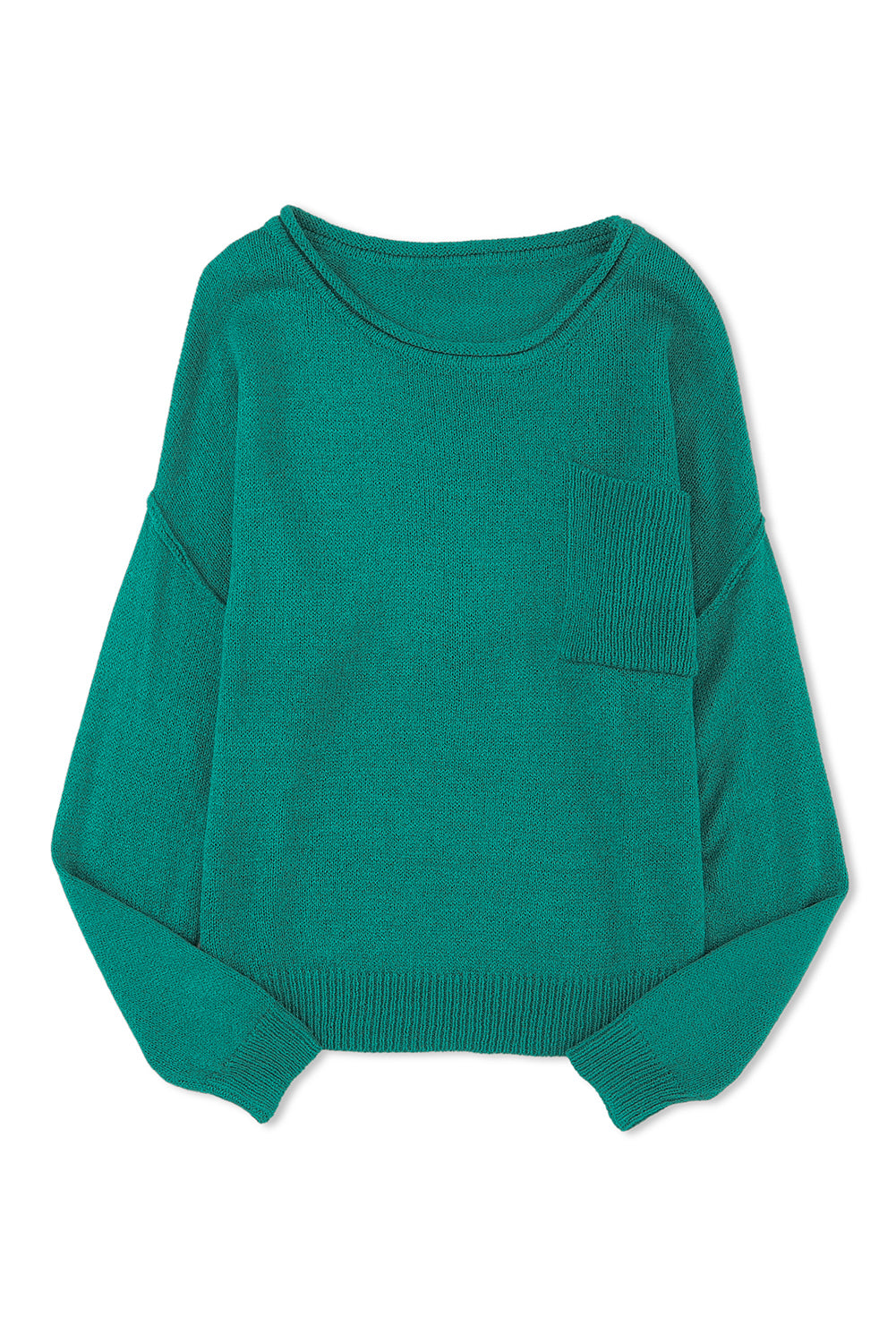Bordo jednobojni pleteni pulover s otvorenim ramenima i džepovima