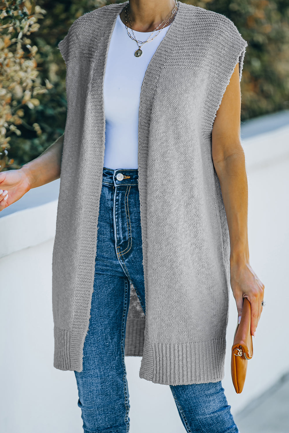 Sivi osnovni džemper s prslukom