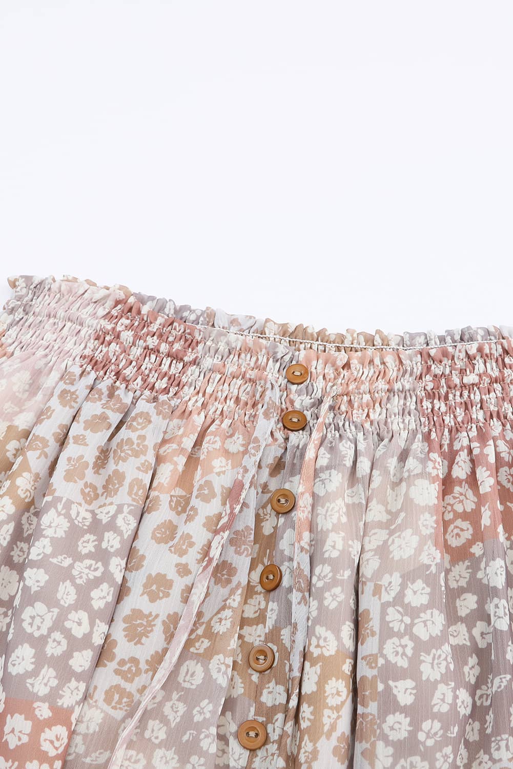 Maxi suknja s prorezima na dugmad i dugmad s uzorkom cvijeća boje marelice