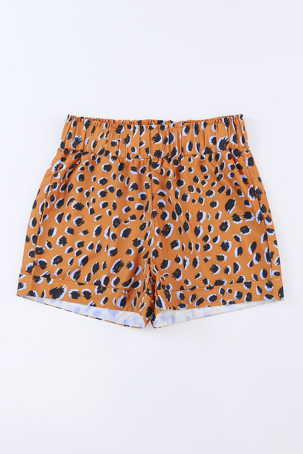 Kratke hlače smeđeg leoparda s volanima i elastičnim strukom