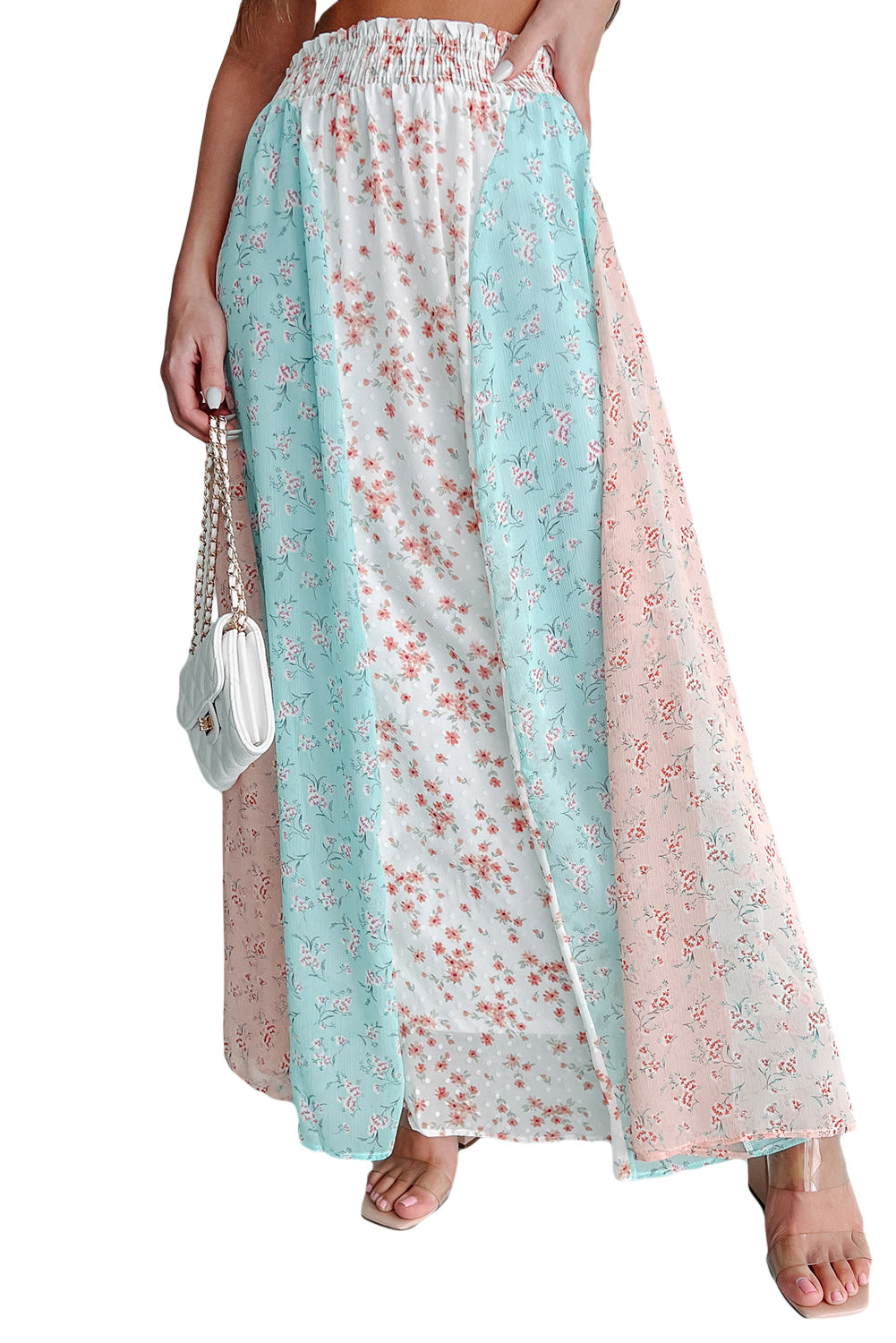 Bijela maksi suknja s cvjetnim printom