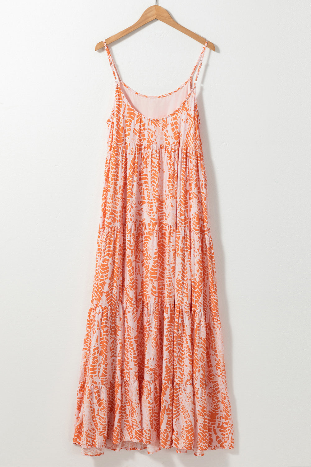 Narančasta višestruka haljina s apstraktnim printom na bretele bez leđa