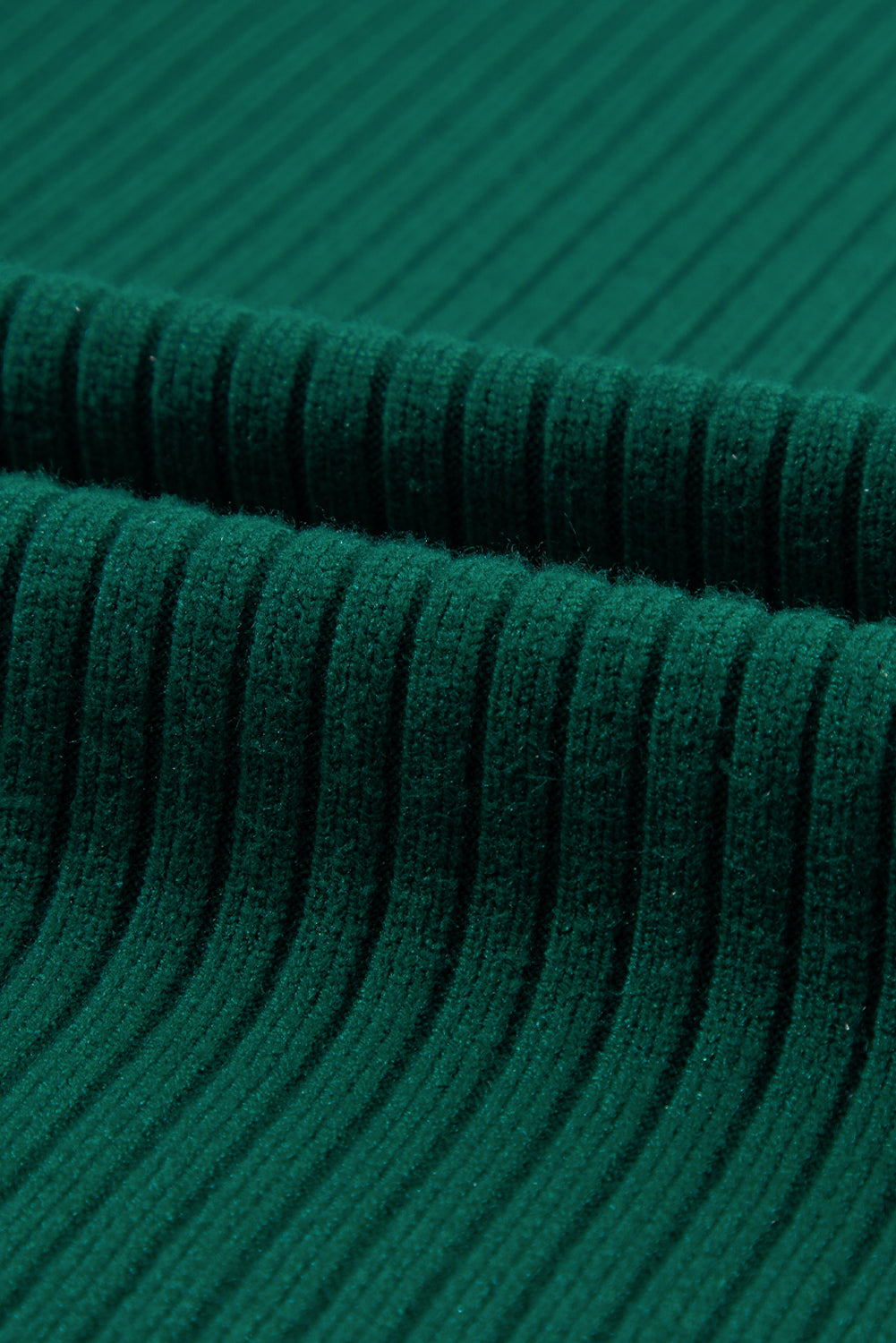 Crnkasto zelena rebrasta pletena džemper haljina kratkih rukava