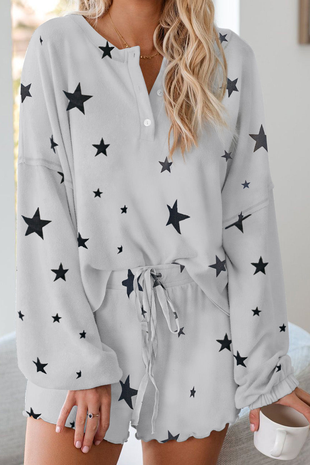 Pletena pidžama s printom zvijezda