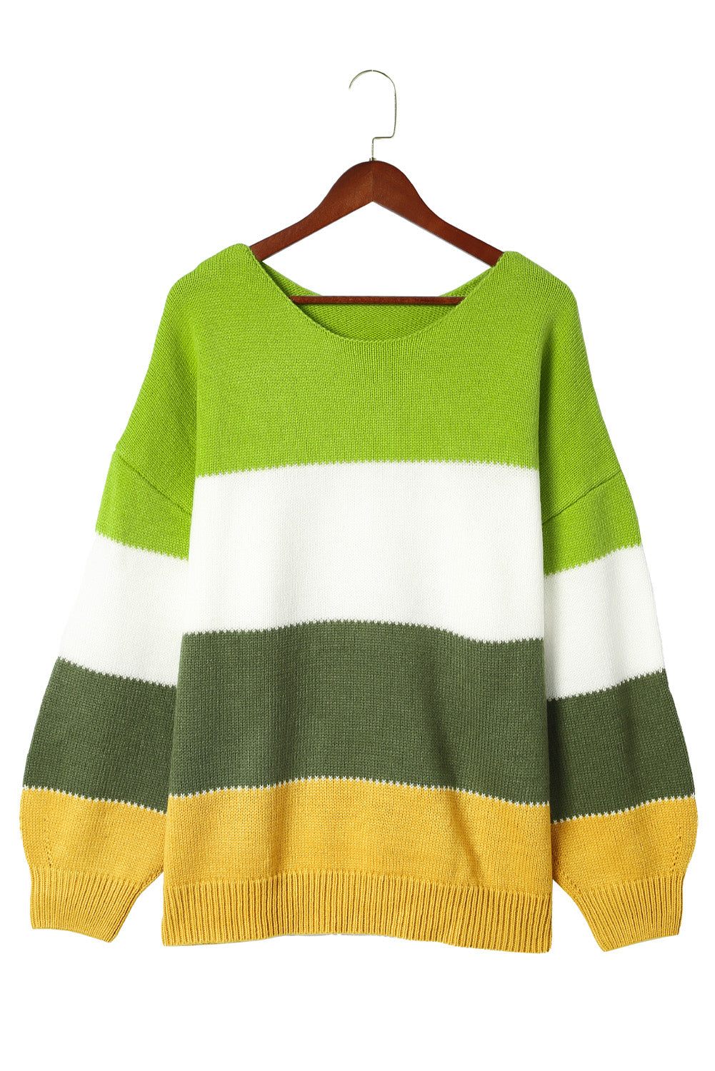 Zeleni patchwork džemper veće veličine u boji
