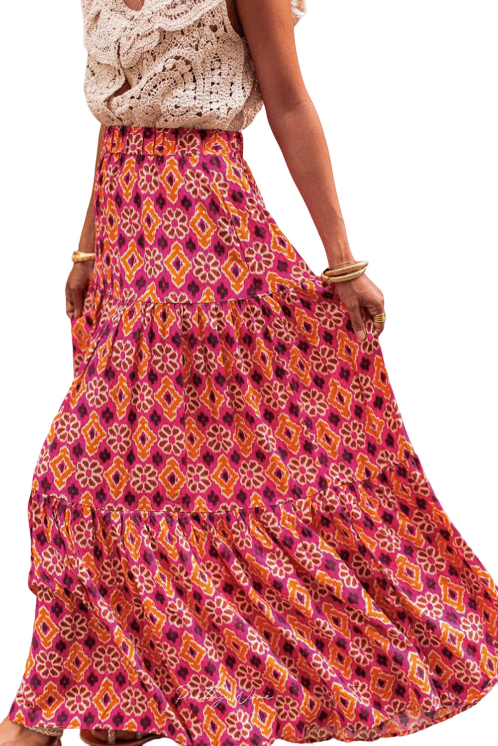 Rose Vintage Boho cvjetni print višestruka suknja