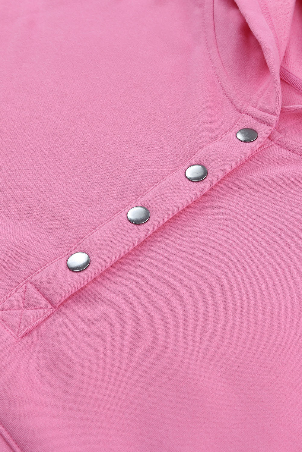 Ružičasta majica s kapuljačom s džepovima i šišmiš rukavima