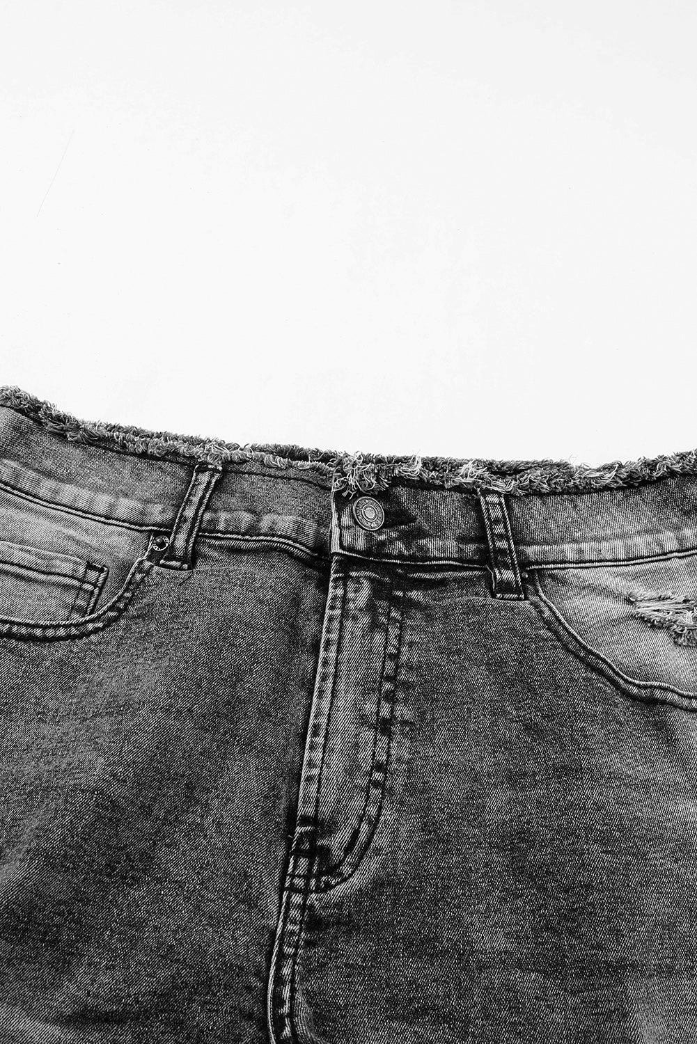 Kratke hlače od sive traper tkanine Raw Edge Wash