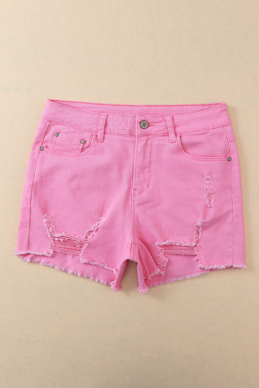 Ružičaste jednobojne kratke traper hlače