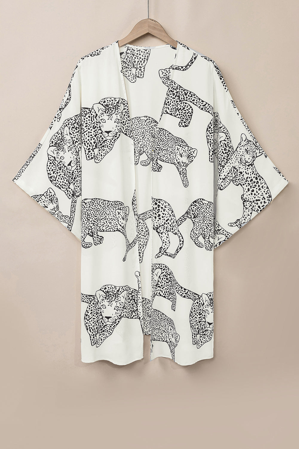 Kimono otvorenog prednjeg kroja širokog kroja s bijelim gepardom