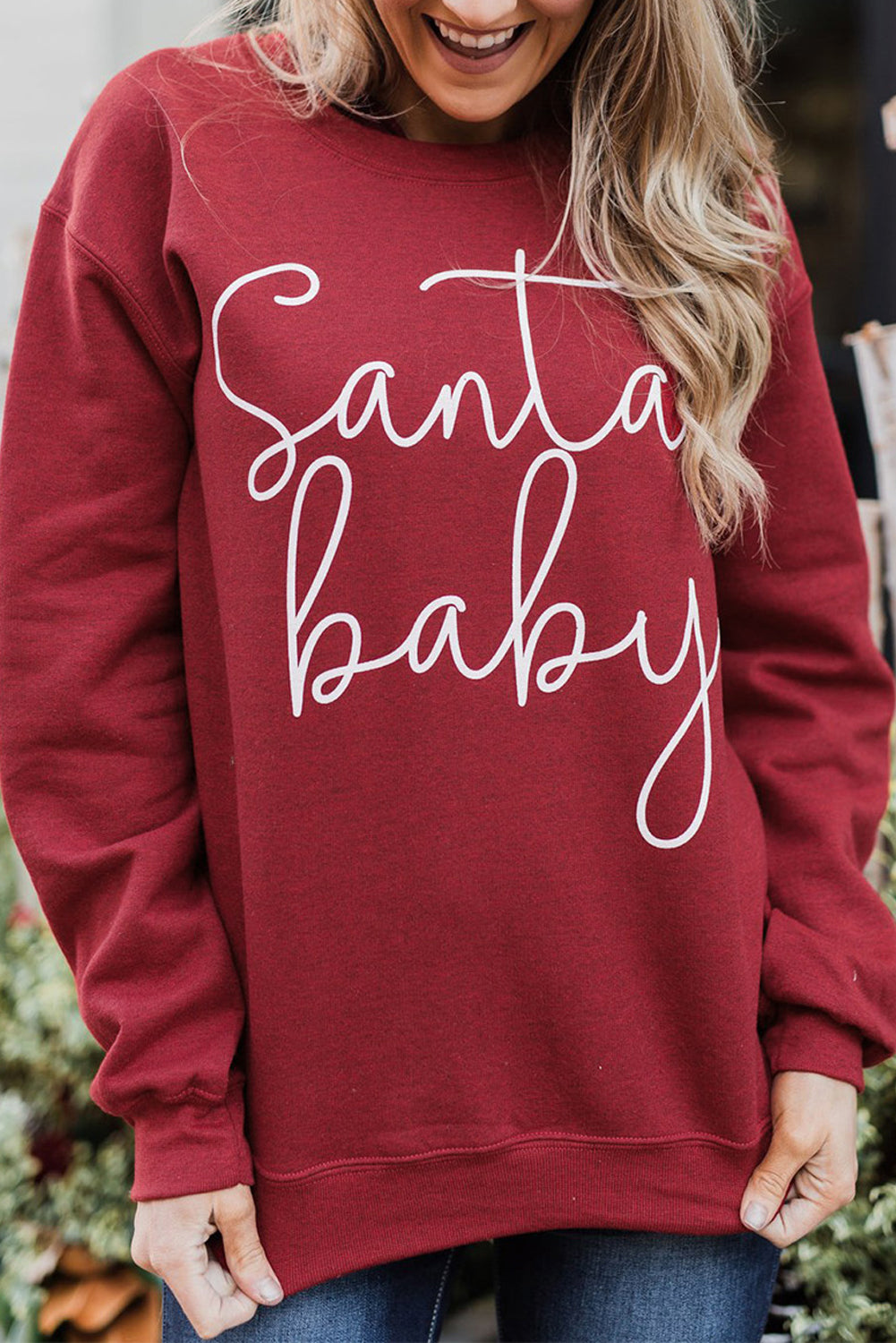 Božićni pulover s printom Djeda Božićnjaka