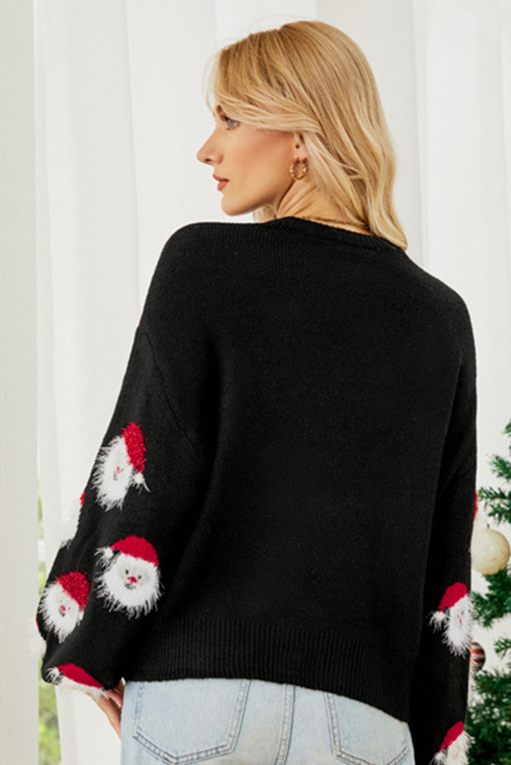 Crni božićni pulover Djeda Mraza
