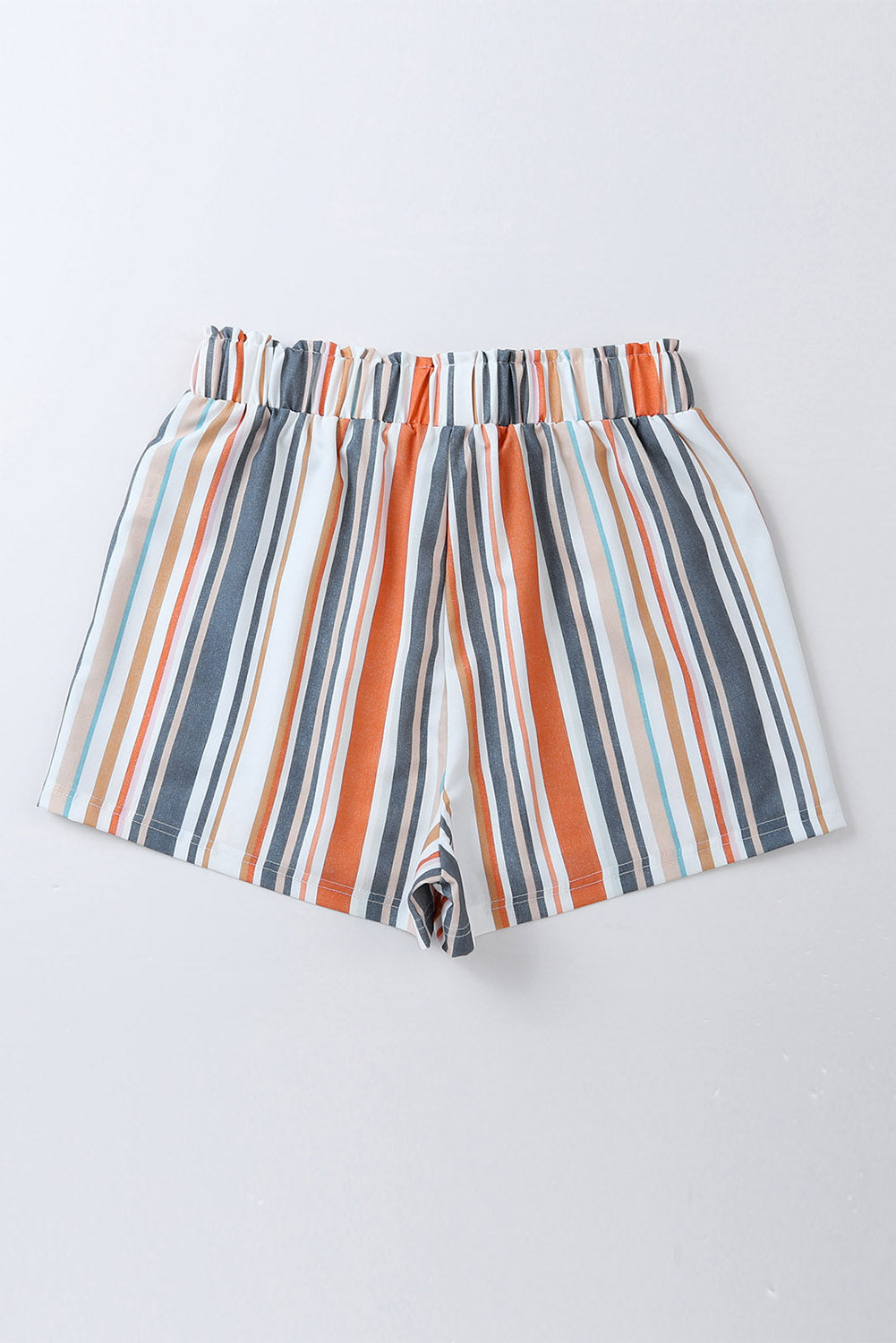 Vintage isprane kratke hlače s prugama i elastičnim volanima u struku