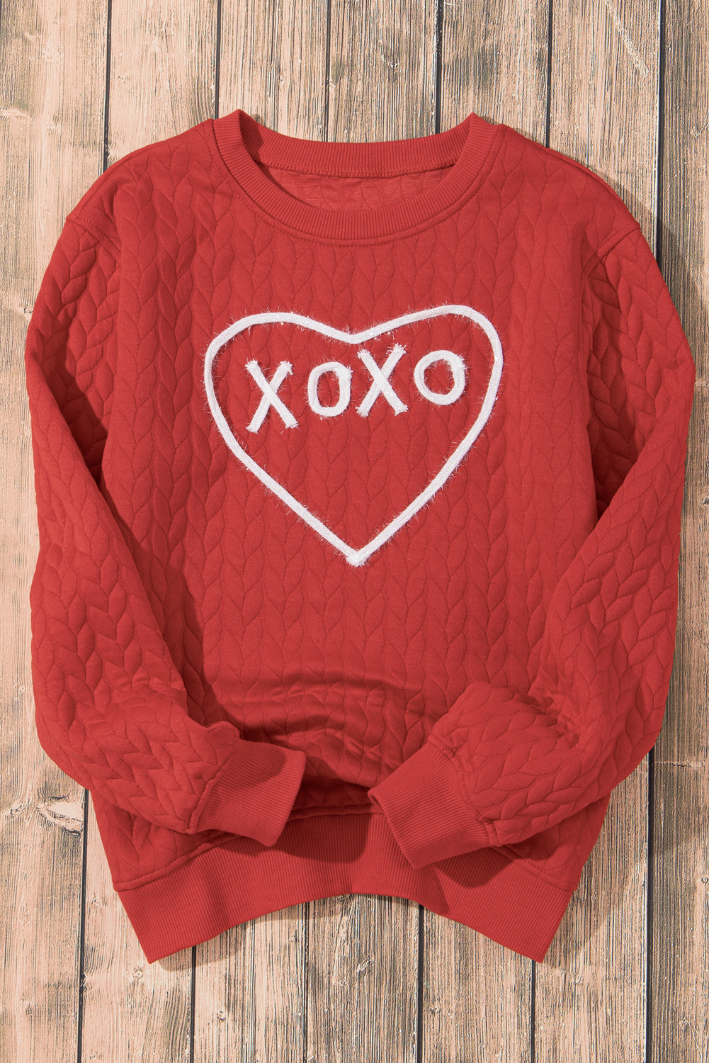 Sweat-shirt texturé brodé Racing Red Heart XOXO Chenille