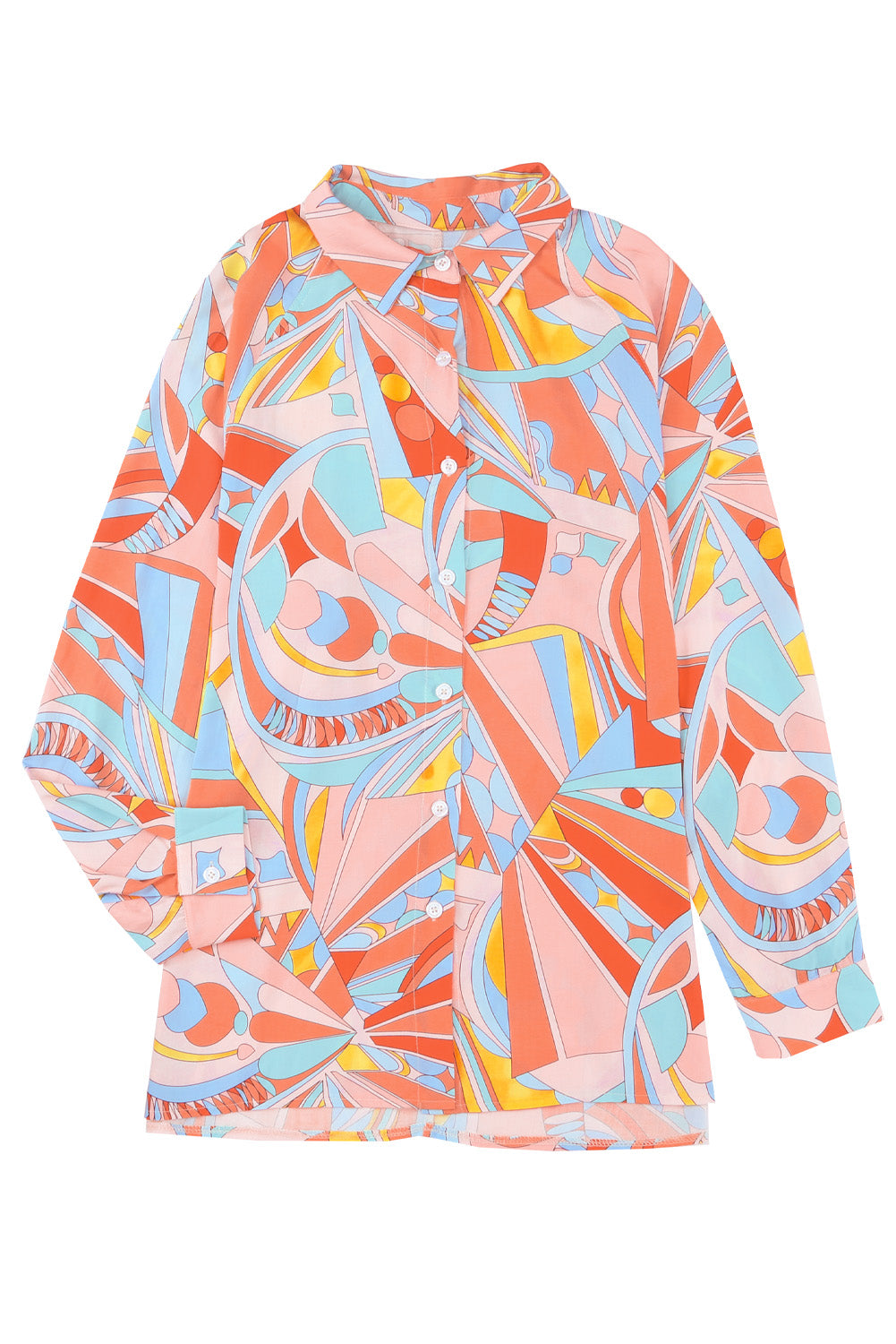 Večbarvna velika majica z abstraktnim geometrijskim potiskom