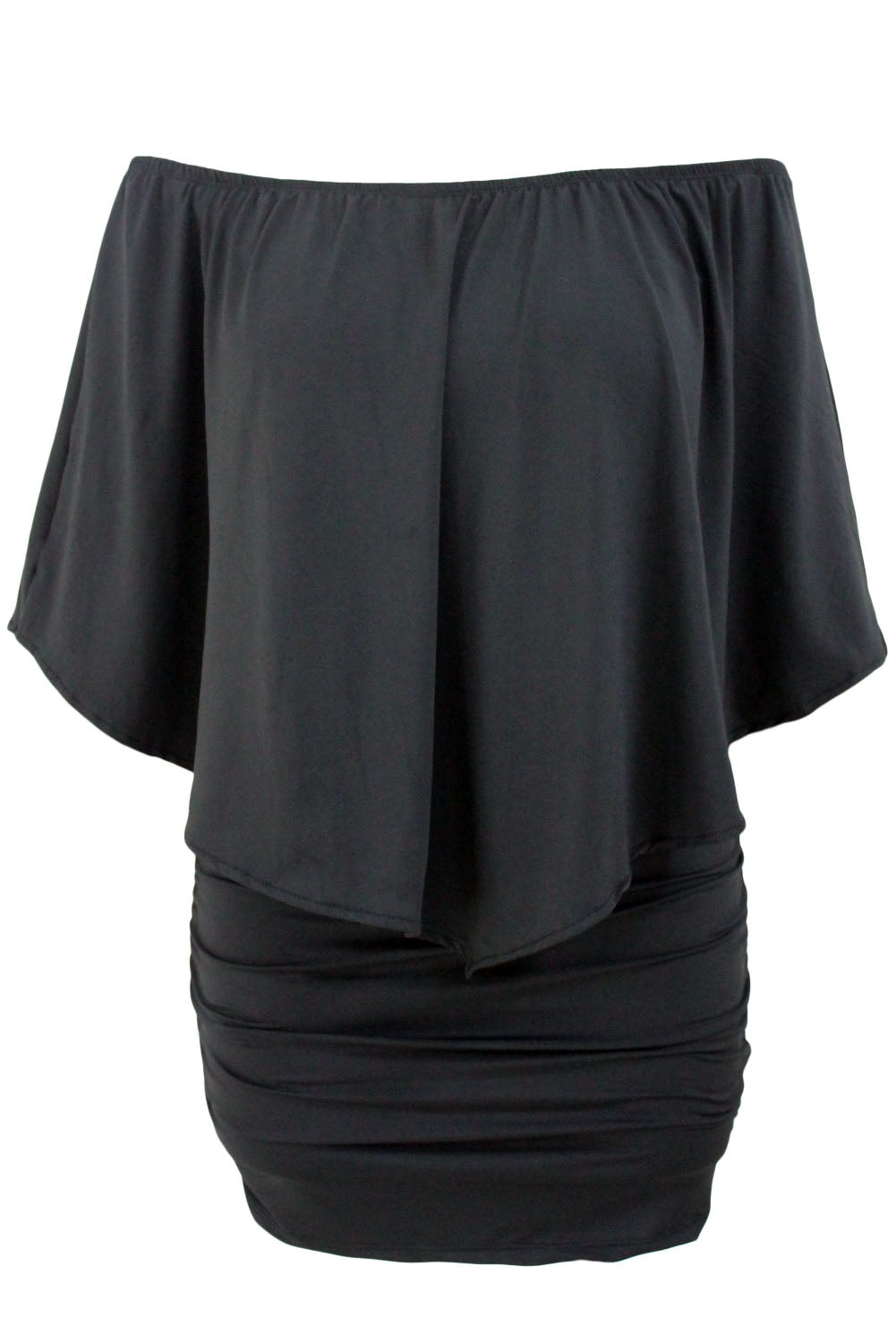 Tamnoplava mini pončo haljina s višestrukim oblačenjem