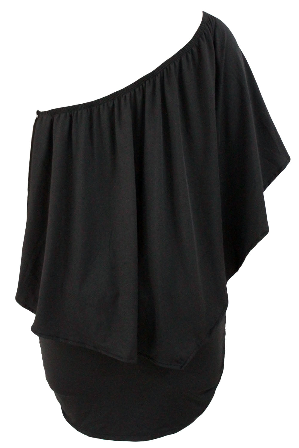 Tamnoplava mini pončo haljina s višestrukim oblačenjem