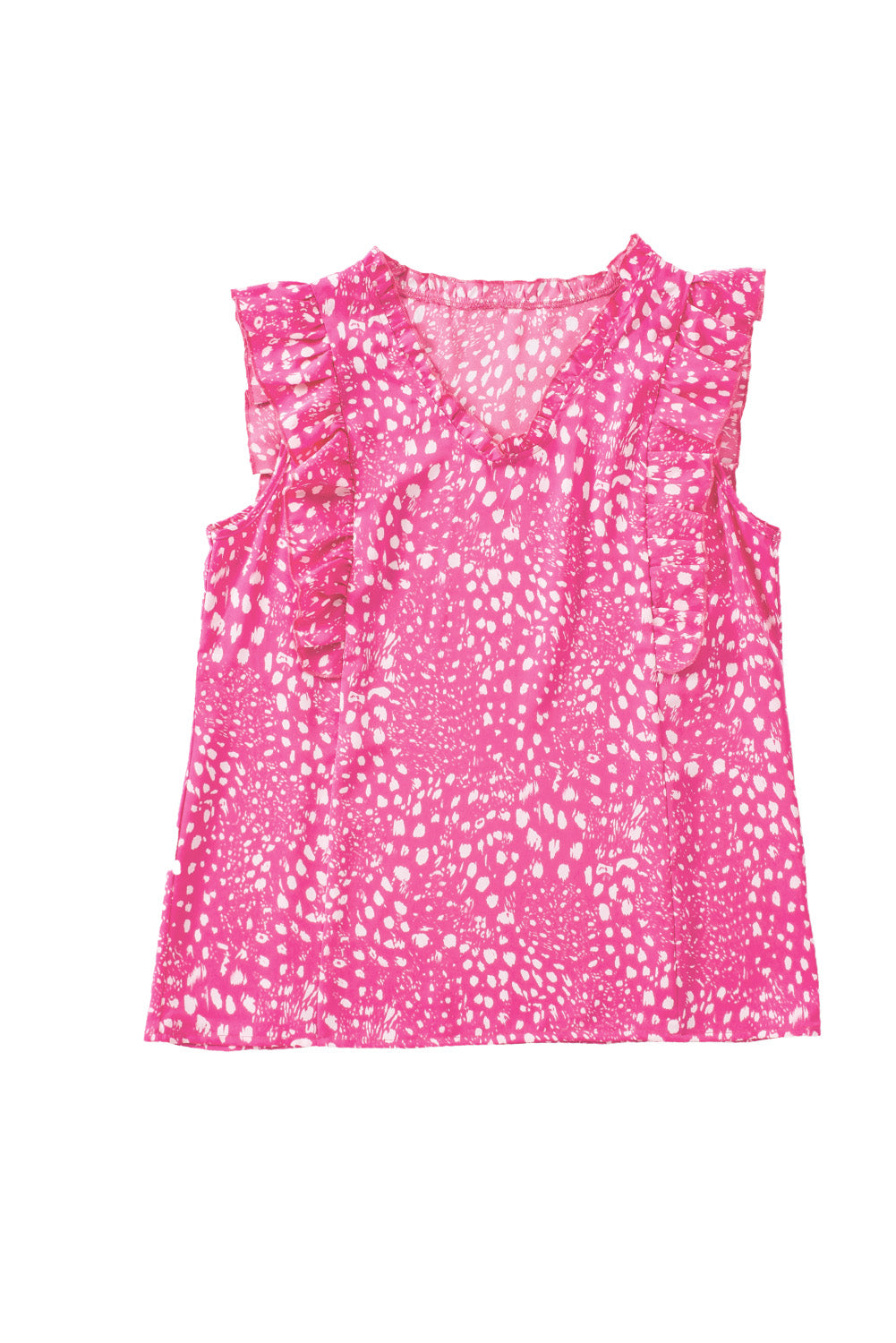 Majica brez rokavov z naborki v obliki roza leoparda