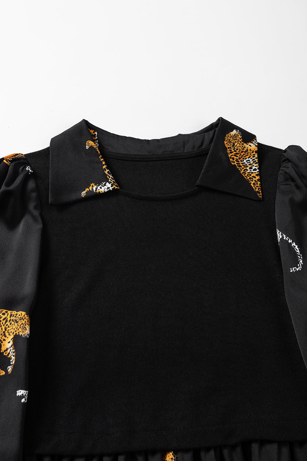 Black Vivid Leopard Print Long Sleeve Swing Dress