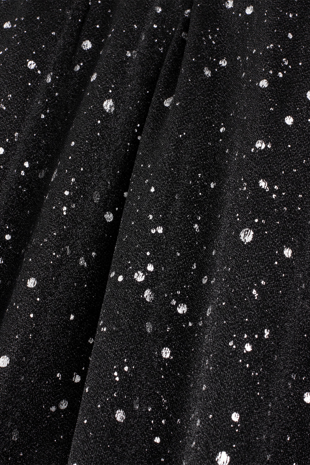 Schwarzes, glitzerndes Mesh-Overlay-Kleid mit V-Ausschnitt und langen Ärmeln