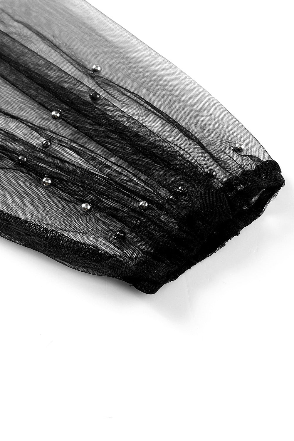 Črn kimono Duster iz prosojnega okrašenega tila