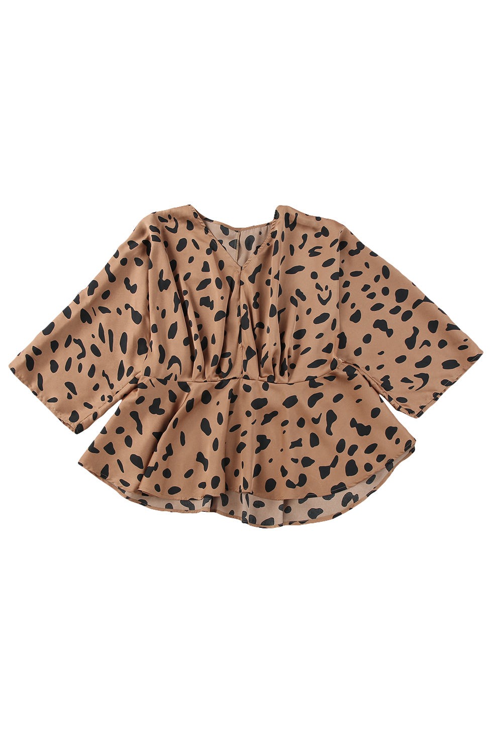 Peplum bluza z leopardjim potiskom z V izrezom
