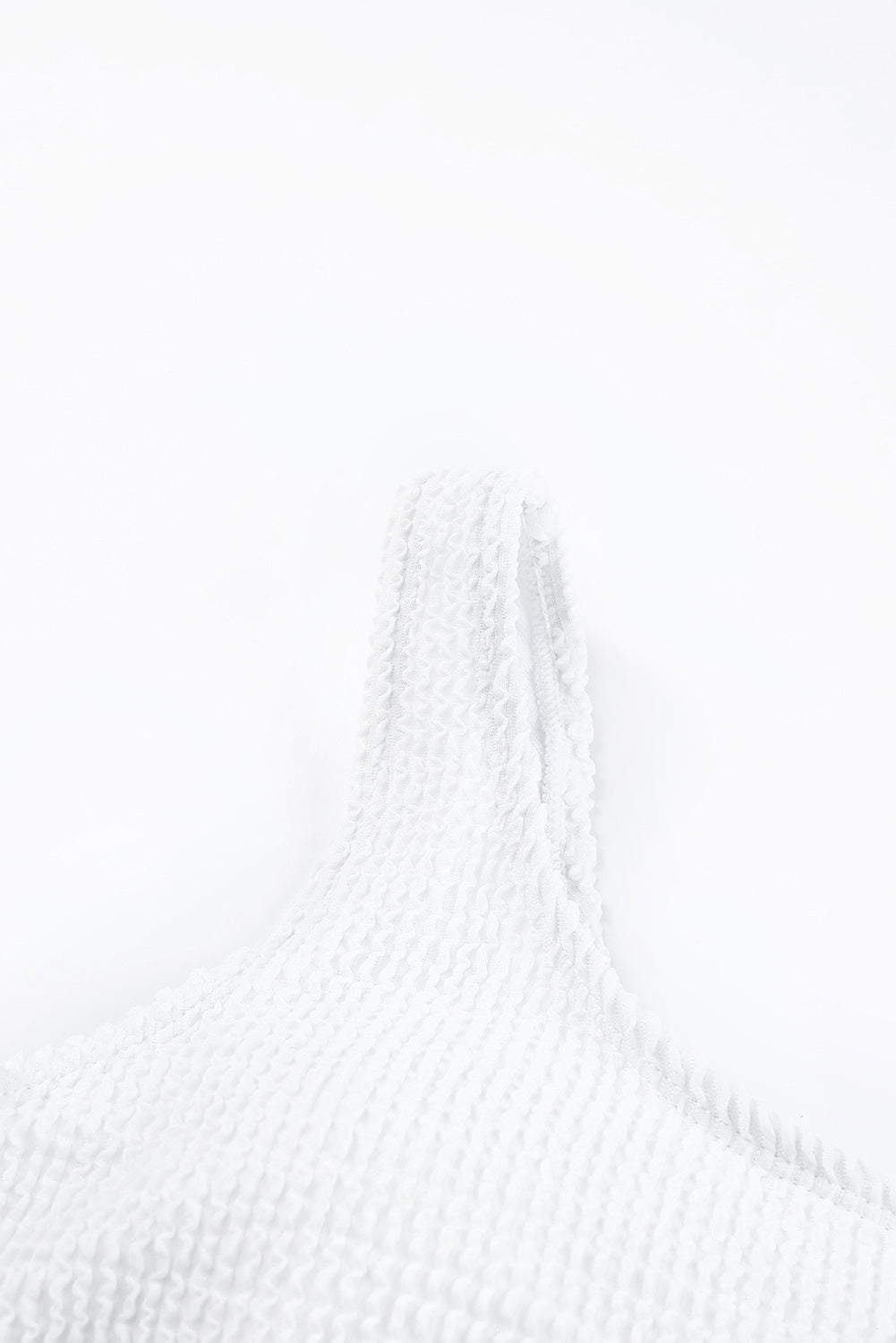 Maillot de bain bikini asymétrique texturé froissé blanc à une épaule