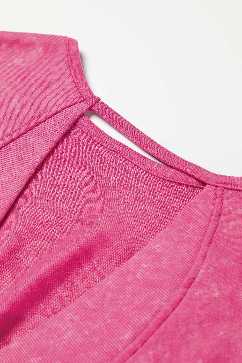 Rose Acid Wash V-shape Open Back Sweatshirt