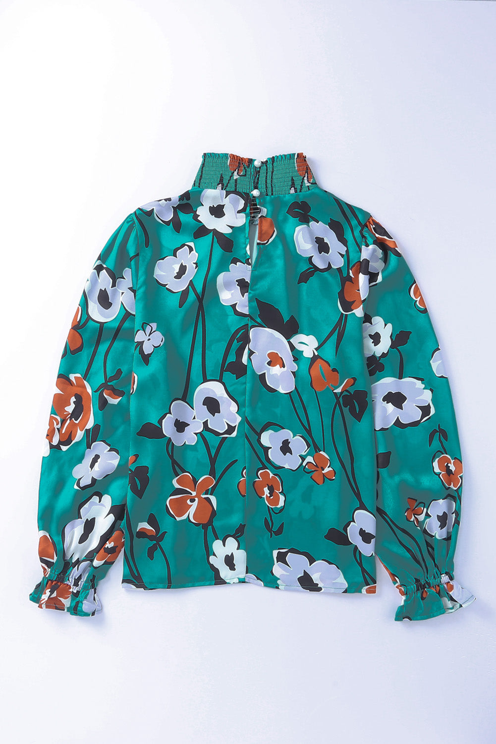 Bluza z lažnim ovratnikom s cvetličnim potiskom