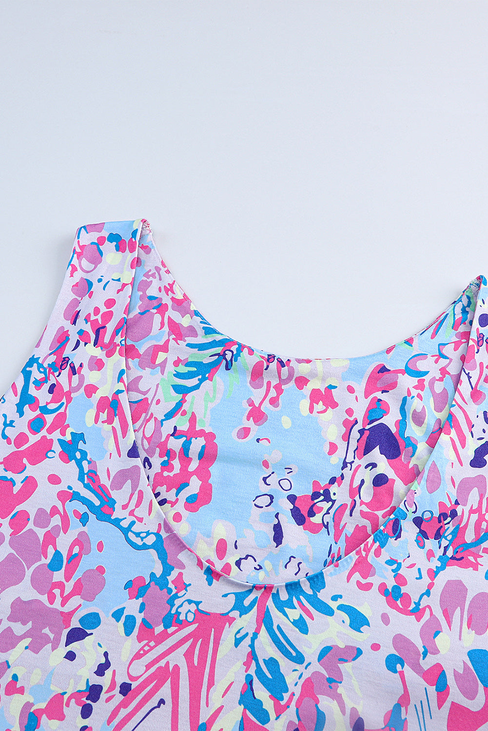 Vijolična maksi obleka brez rokavov z abstraktnim cvetličnim vzorcem