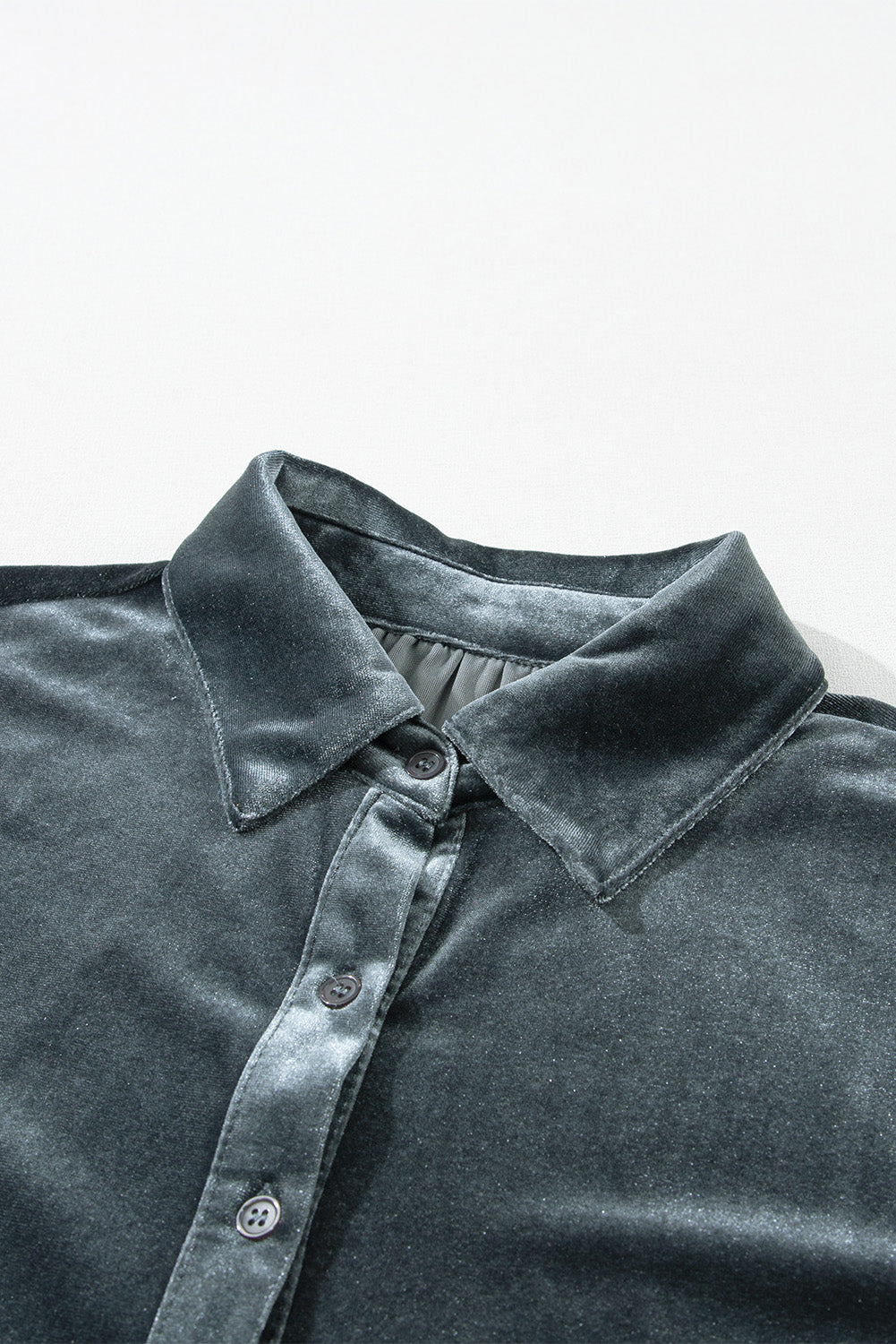Pale Khaki 3/4 Sleeve Tunic Babydoll Velvet Shirt