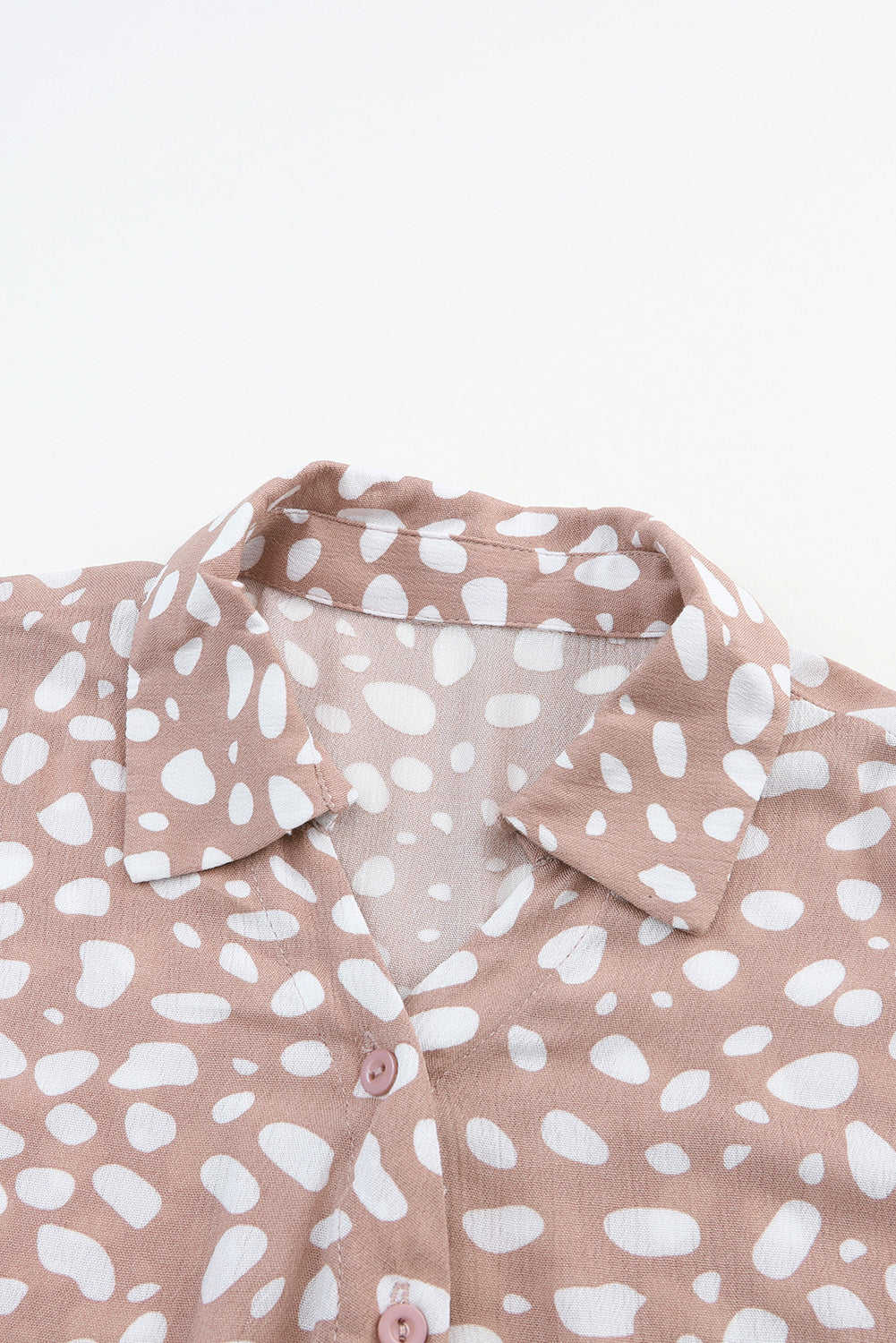 Pink Leopard Printed Short Sleeves Twist Shirt