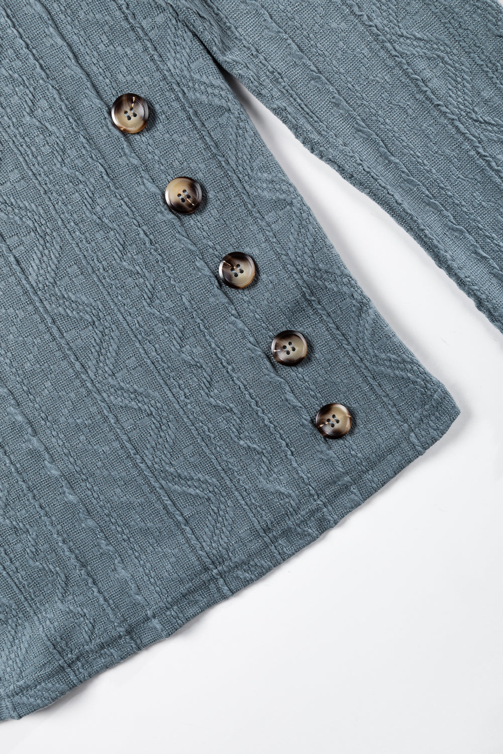 Ashleigh Blue Textured Buttoned Decor Long Sleeve Top