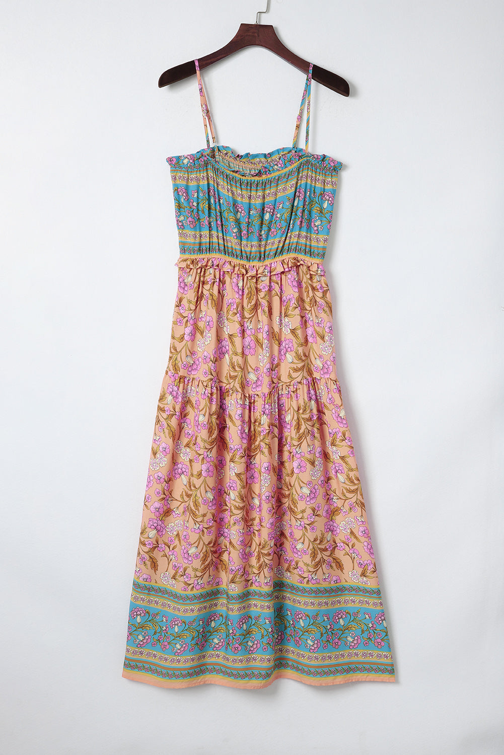Maxi haljina sa steznikom s cvjetnim printom i naramenicama