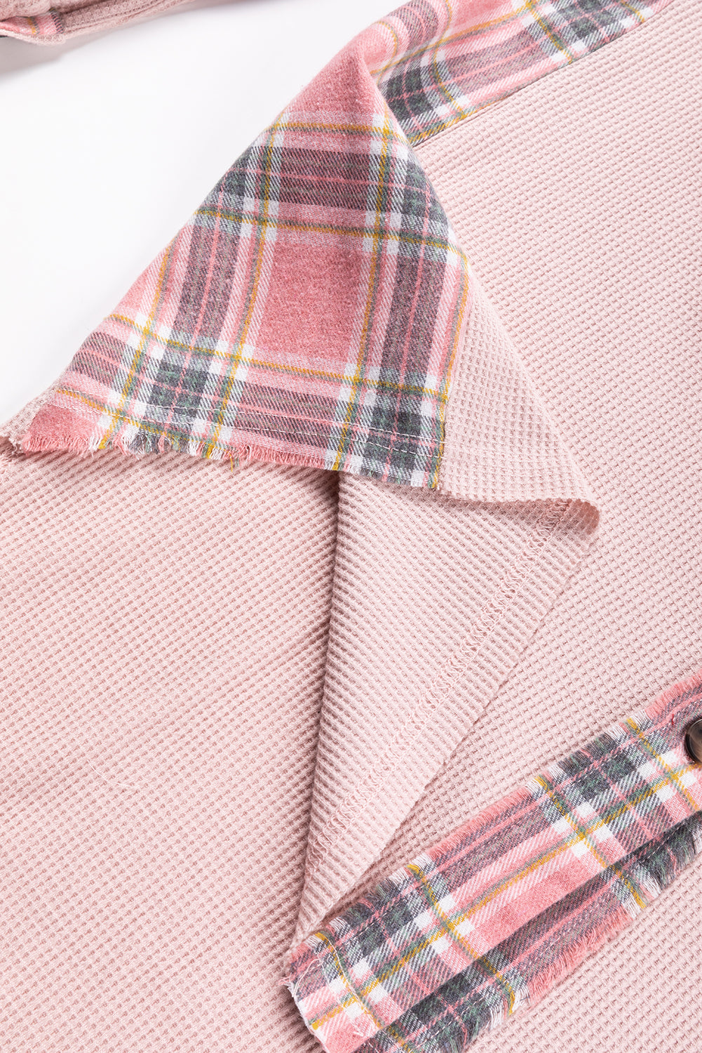 Veste surdimensionnée en tricot gaufré haut et bas à carreaux rose abricot
