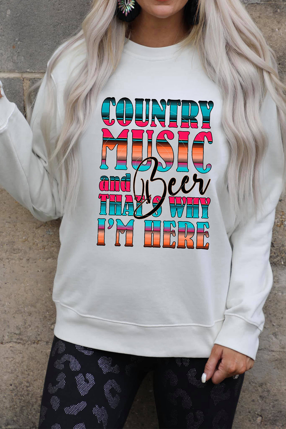 Letter Print Crew Neck Pullover Sweatshirt