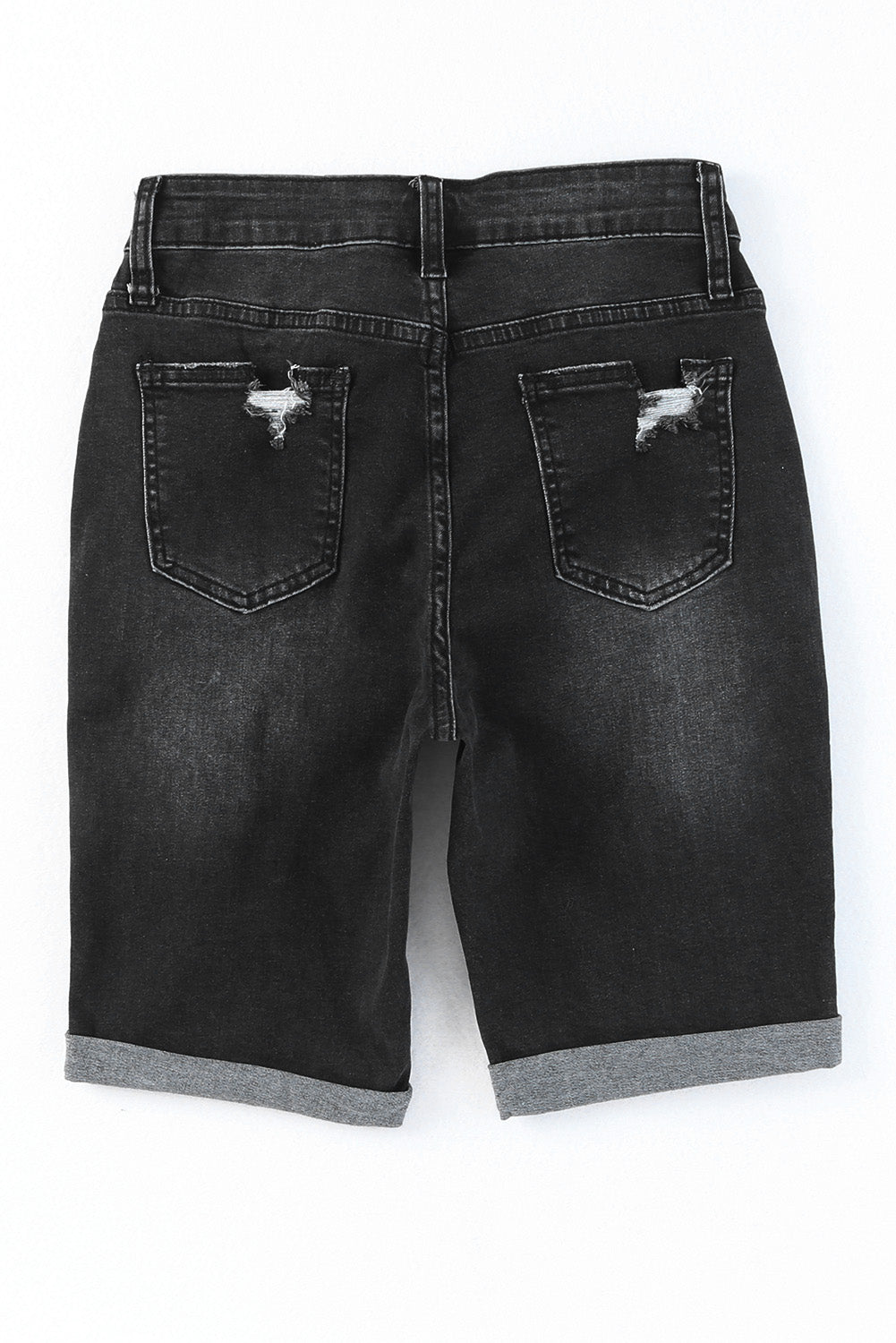 Modre zavihane kratke hlače iz džinsa Bermuda