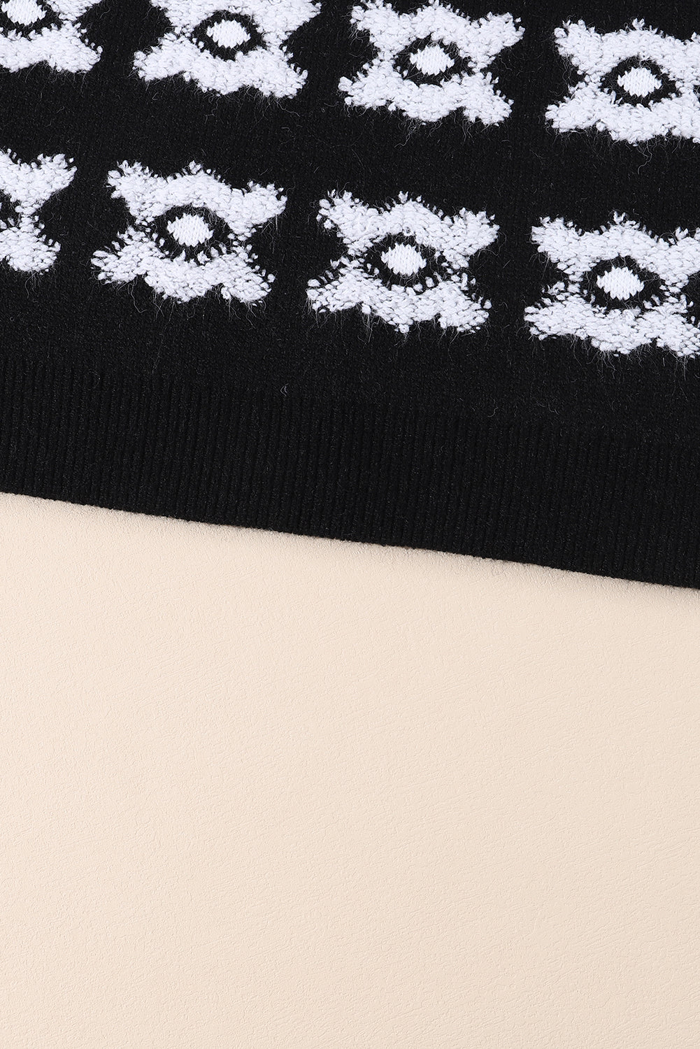 Pull flou en tricot à motif de fleurs rétro imprimé blanc