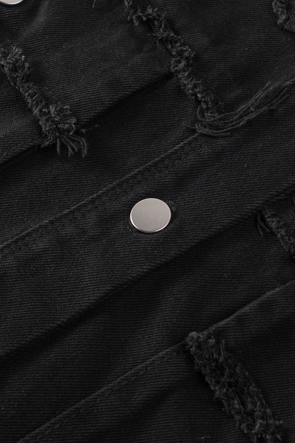 Črna jakna iz surovega džinsa z rokavi in ​​žepi