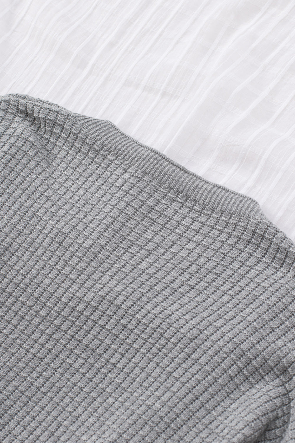 Sivo crni/ružičasti/sivi/kaki/boja marelice pulover s vaflastim izrezom s omotom