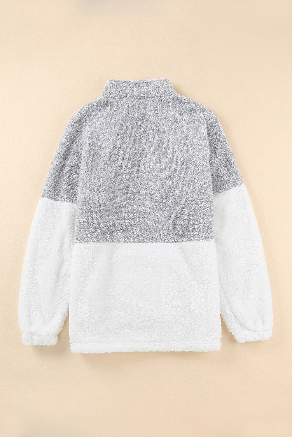 Siv prevelik puhast pulover iz flisa z zadrgo