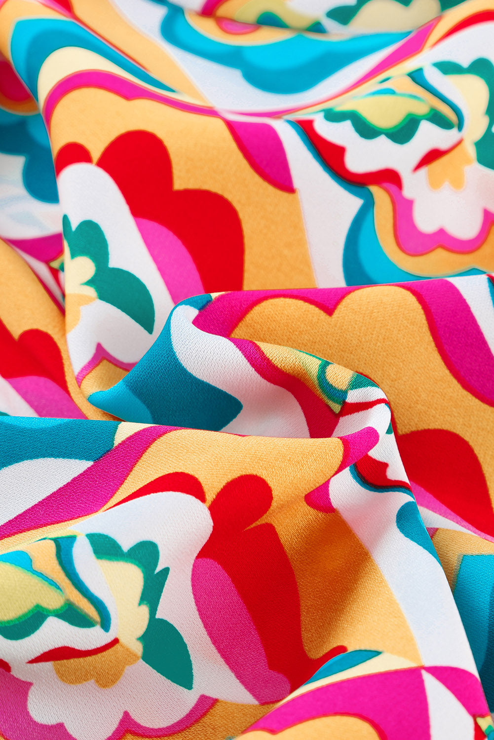 Robe taille haute à manches longues et imprimé géométrique abstrait multicolore