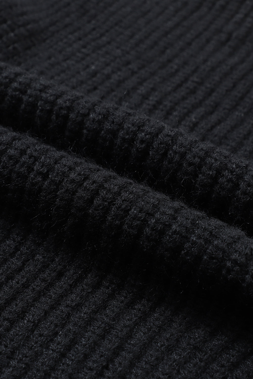 Cardigan maglione oversize nero con maniche ripiegabili