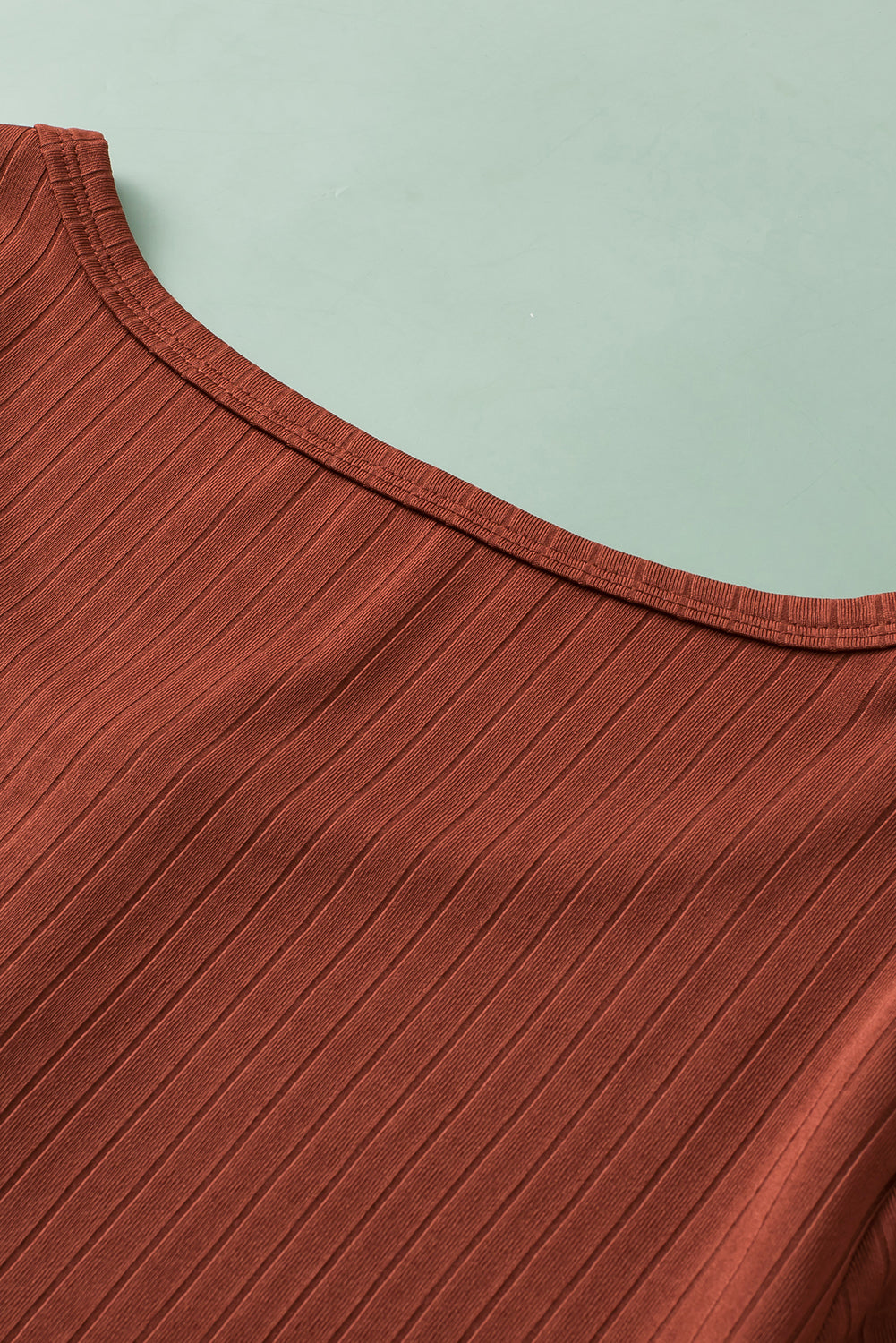 Chestnut Plus Size Ribbed Knit Henley Tee