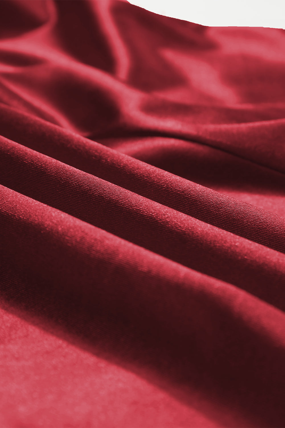 Robe mi-longue évasée froncée à manches bouffantes de grande taille rouge ardent